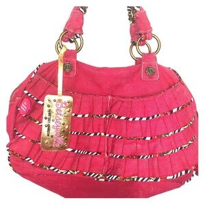 Betsey Johnson red Ruffled Women's Bag with cherry charm